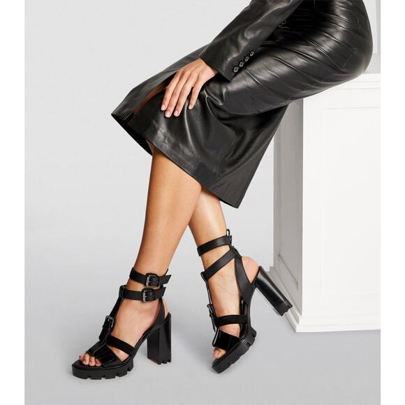 Christian Louboutin Rangerissima Lug 100 Black Platform Sandal Block Heel 40 - Picture 3 of 13